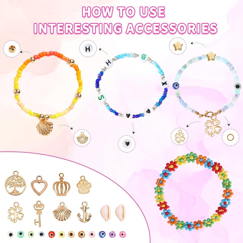QUEFE 36000pcs 3mm Glass Seed Beads120 Colors Bracelet Making Kit Friendship Bracelet Kit with Letter Beads Accessories Charms and Pendants Kit for Necklaces Making, DIY, Gift, Craft - Image 4